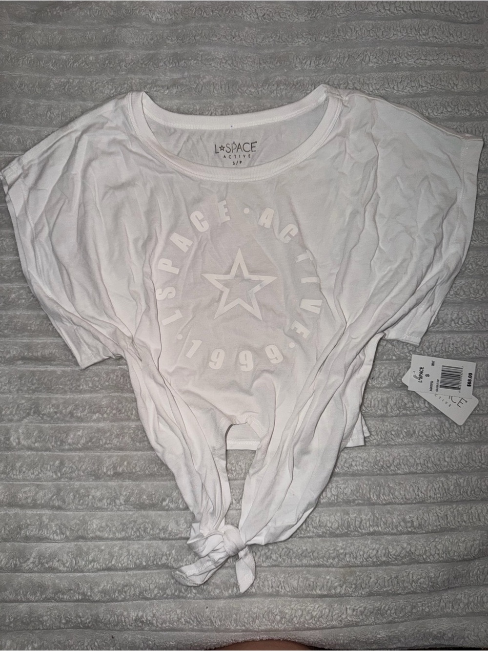 l*space White Tie-Front Star Graphic Crop Tee